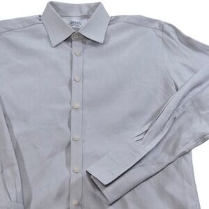 Charles Tyrwhitt Mens Extra Slim Fit Dress White Stripe Shirt 16x33 French Cuff